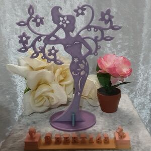 Handmade Glow In The Dark Two Colored Lady Jewelry Stand 3D Printed Purple Pink